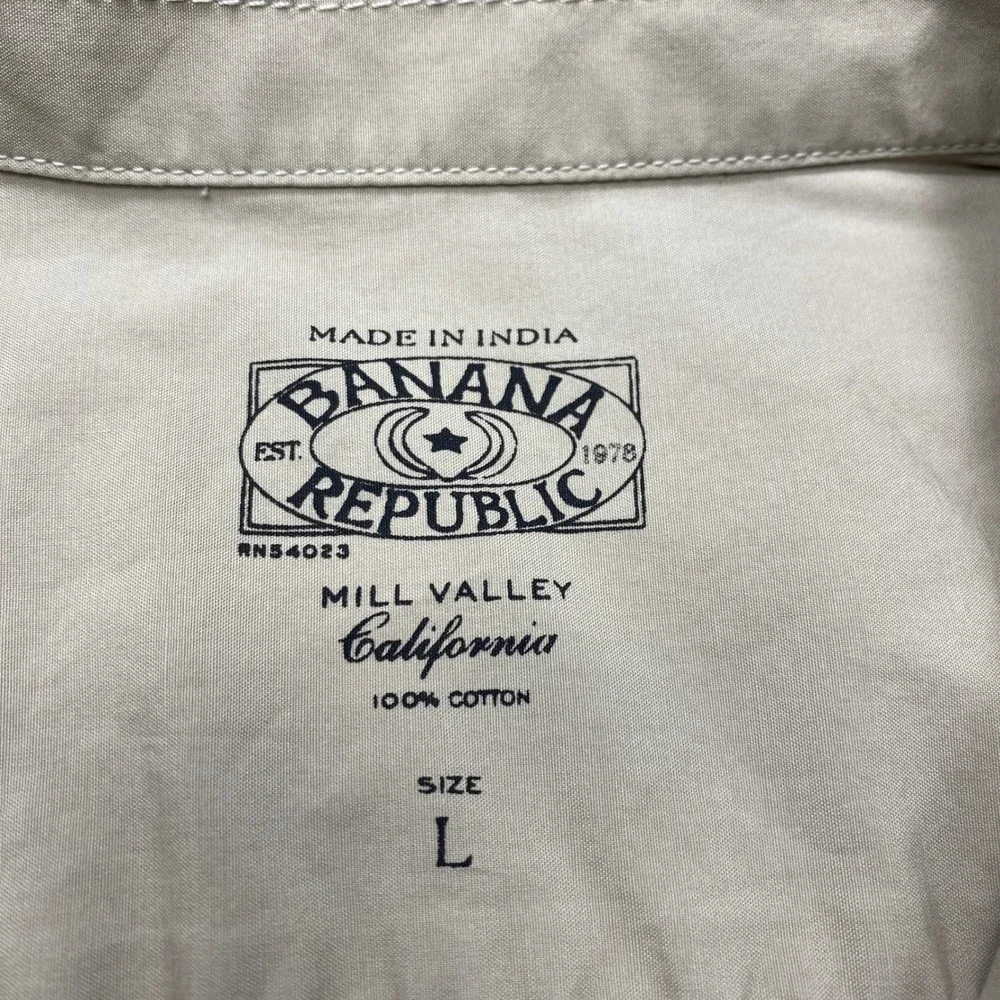 Banana Republic Mill Valley California Safari Shirt Men L Khaki Utility Military
